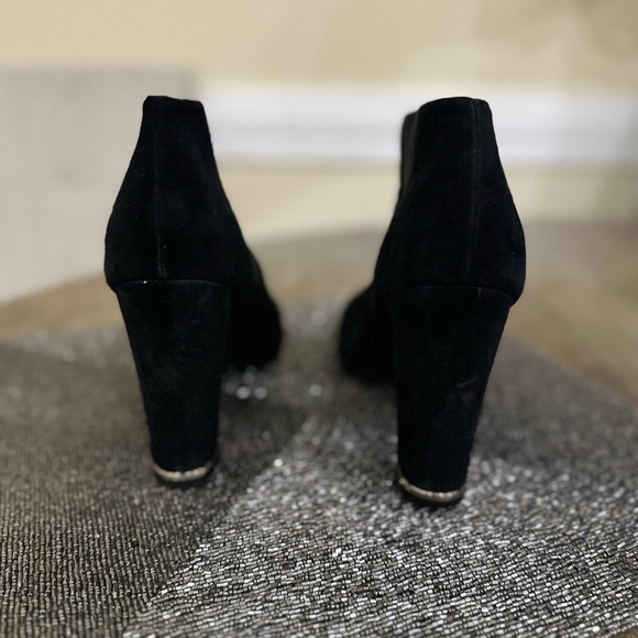 Chanel Black Suede Cap Toe Booties - Picture 4 of 5